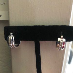 NWOT Silver tone and CZ small hoop earrings